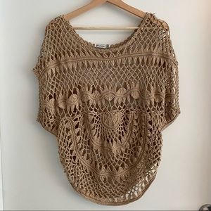 STRADIVARIUS Crochet Tan Top Swimsuit Coverup